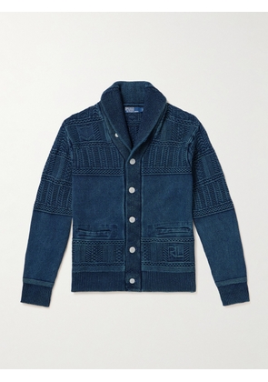 Polo Ralph Lauren - Shawl-Collar Panelled Cable-Knit Cotton Cardigan - Men - Blue - S