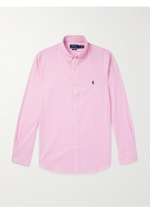 Polo Ralph Lauren - Button-Down Collar Striped Cotton-Blend Poplin Shirt - Men - Pink - XS