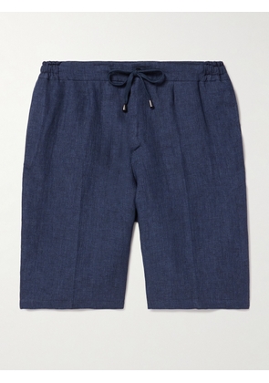 De Petrillo - Tapered Linen Drawstring Shorts - Men - Blue - IT 46