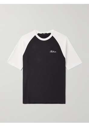 Balmain - Slim-Fit Logo-Embroidered Stretch-Cotton Jersey T-Shirt - Men - Black - XS