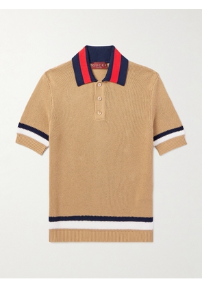 Gucci - Slim-Fit Striped Cotton-Blend Piqué Polo Shirt - Men - Brown - S