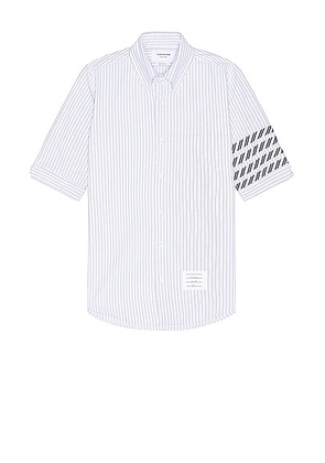 Thom Browne 4 Bar Straight Fit Short Sleeve Shirt in Light Blue - Baby Blue. Size 2 (also in 3, 4).