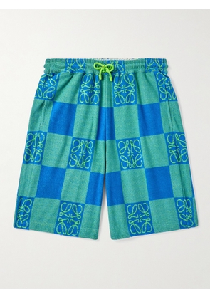 LOEWE - Paula's Ibiza Cotton-Blend Terry-Jacquard Drawstring Shorts - Men - Blue - XS