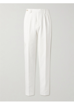 Brunello Cucinelli - Straight-Leg Pleated Cotton-Crepe Trousers - Men - White - IT 44