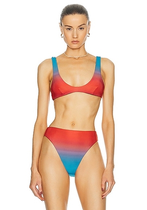 HAIGHT. Juliana Bikini Top in Ombre Pattern - Blue,Red. Size M (also in S, XS).