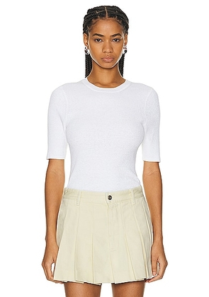 Enza Costa Linen Knit Half Sleeve Crew Top in White - White. Size S (also in XS).
