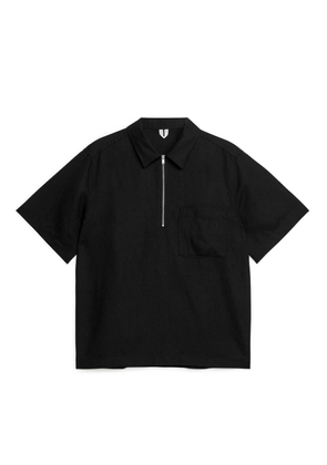 Half-Zip Short-Sleeved Shirt - Black