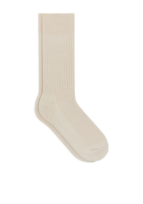 Supima Cotton Rib Socks - Brown