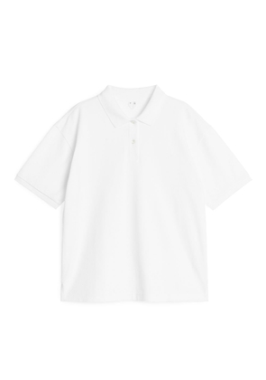 Short-Sleeve Piqué Polo Shirt - White