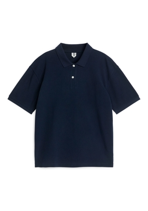 Short-Sleeve Piqué Polo Shirt - Blue