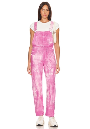 Free People x We The Free Ziggy Denim Overall In Electric Bouquet in Pink. Size S, XS.