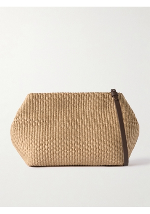Brunello Cucinelli - Bead-embellished Leather-trimmed Raffia Shoulder Bag - Neutrals - One size