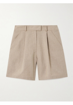 Brunello Cucinelli - Pleated Linen And Wool-blend Shorts - Brown - xx small,x small,small,medium,large,x large,xx large,xxx large