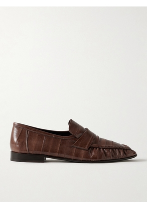 The Row - Paneled Glossed-leather Loafers - Brown - IT36,IT37,IT37.5,IT38,IT38.5,IT39,IT40,IT41