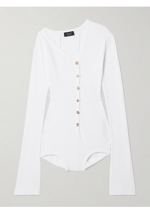 A.W.A.K.E. MODE - Ribbed Organic Cotton-blend Bodysuit - White - x small,small,medium,large
