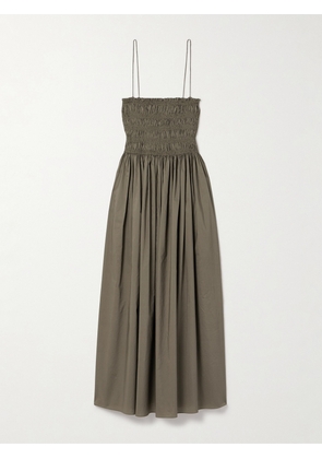 Matteau - + Net Sustain Shirred Organic Cotton Midi Dress - Gray - 1,2,3,4,5