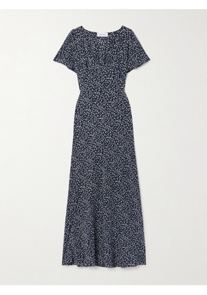 Matteau - + Net Sustain Floral-print Organic Silk Crepe De Chine Maxi Dress - Blue - 1,2,3,4,5