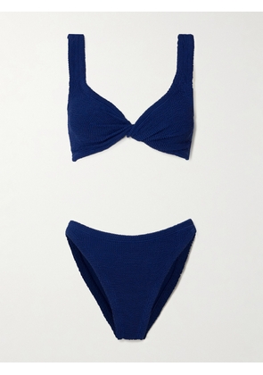 Hunza G - Juno Twist-front Seersucker Bikini - Blue - Beachwear One Size