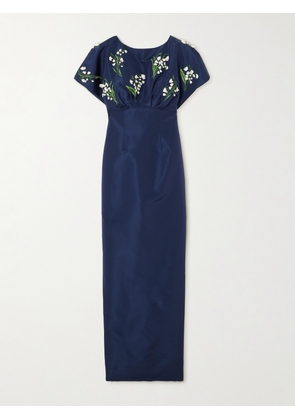 Carolina Herrera - Embellished Silk-faille Gown - Blue - US4,US6,US8,US10