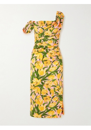 Carolina Herrera - Floral-print Cotton-blend Poplin Midi Dress - Yellow - US0,US2,US4,US6,US8,US10