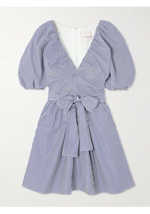Carolina Herrera - Belted Striped Cotton-poplin Mini Dress - Blue - US0,US2,US4,US6,US8,US10