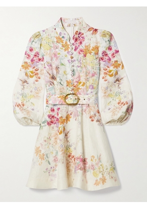 Zimmermann - + Net Sustain Natura Belted Floral-print Linen Mini Dress - Pink - 00,0,1,2,3,4