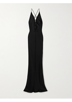 Kiki de Montparnasse - Lace-up Silk-crepe Maxi Dress - Black - x small,small,medium,large