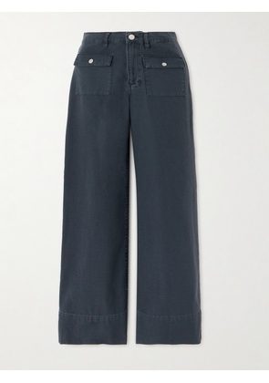 FRAME - The 70s Cropped Cotton-canvas Wide-leg Pants - Blue - 23,24,25,26,27,28,29,30,31,32