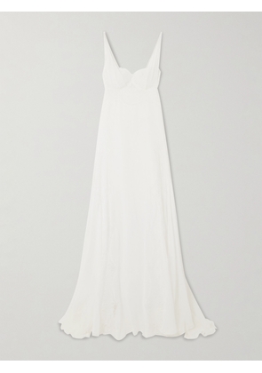 Costarellos - Semeli Chantilly Lace-trimmed Silk-georgette Gown - Off-white - FR34,FR36,FR38,FR40,FR42