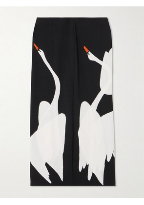 Conner Ives - Appliquéd Cotton-blend Midi Skirt - Black - x small,small,medium,large