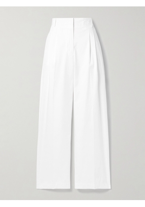 RÓHE - Pleated Cotton Wide-leg Pants - White - FR34,FR36,FR38,FR40,FR42,FR44