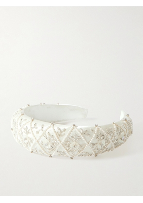 Clio Peppiatt - Fabergé Embellished Satin Headband - Ivory - One size