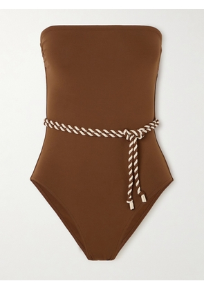 Eres - Twist Majorette Belted Strapless Swimsuit - Brown - FR38,FR40,FR42,FR44,FR46
