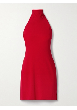 Norma Kamali - Stretch-jersey Halterneck Mini Dress - Red - xx small,x small,small,medium,large,x large