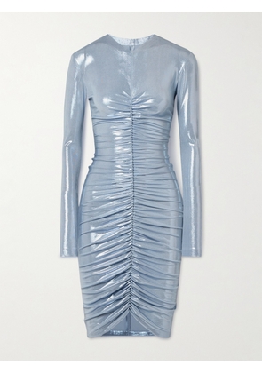 Norma Kamali - Ruched Stretch-lamé Dress - Blue - xx small,x small,small,medium,large,x large