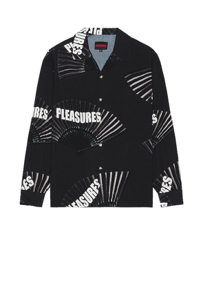 Pleasures Fans Long Sleeve Button Down Shirt in Black. Size S, XL/1X.