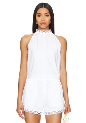 Musier Paris Pizzo Backless Top in White. Size 34/2, 38/6, 40/8, 42/10.