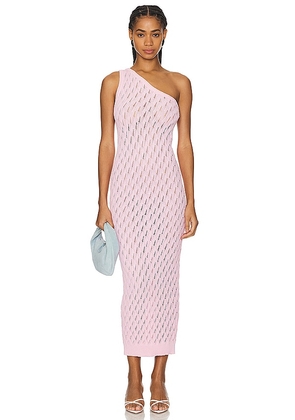 SNDYS Claire One Shoulder Maxi Dress in Pink. Size M, S, XL, XS, XXL, XXS.