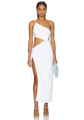SNDYS Nera Cutout Maxi Dresss in White. Size M, S, XL, XS, XXL, XXS.