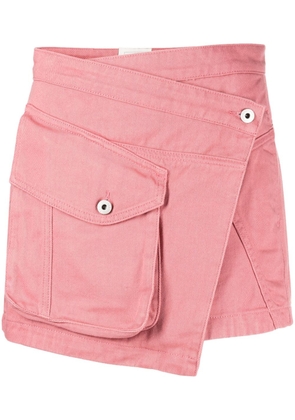 Feng Chen Wang asymmetric cargo-pocket miniskirt - Pink