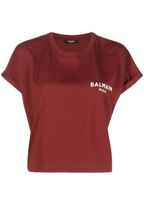 Balmain logo-print cotton T-shirt - Red