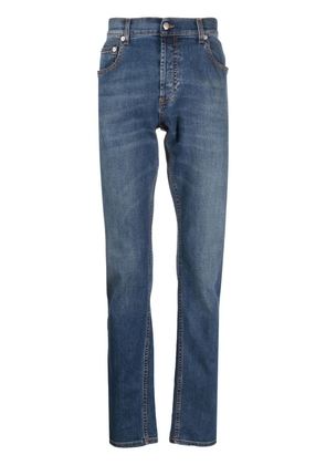 Alexander McQueen embroidered-logo slim-fit jeans - Blue