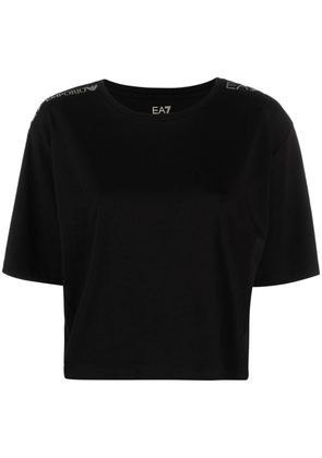 Ea7 Emporio Armani logo-print cropped T-shirt - Black