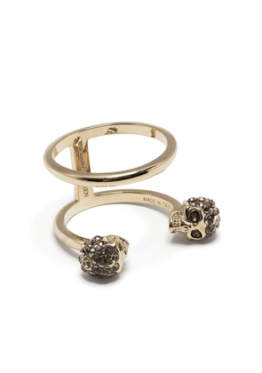Alexander McQueen rhinestone-embellished skull ring - Gold