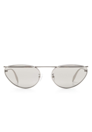 Alexander McQueen Eyewear logo-engraved round-frame sunglasses - Silver