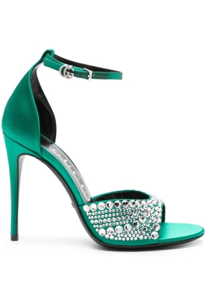 Gucci 100mm crystal-embellished sandals - Green
