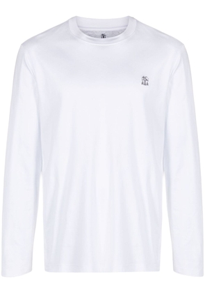 Brunello Cucinelli logo-embroidered cotton T-shirt - White