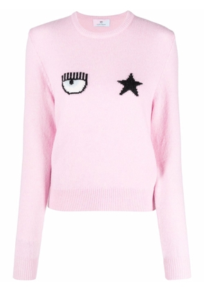 Chiara Ferragni Eyestar intarsia-knit jumper - Pink