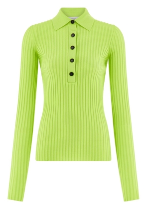 Ferragamo long-sleeved ribbed polo shirt - Green