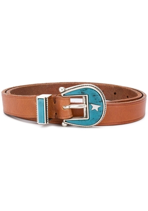 Golden Goose enamel buckle leather belt - Brown